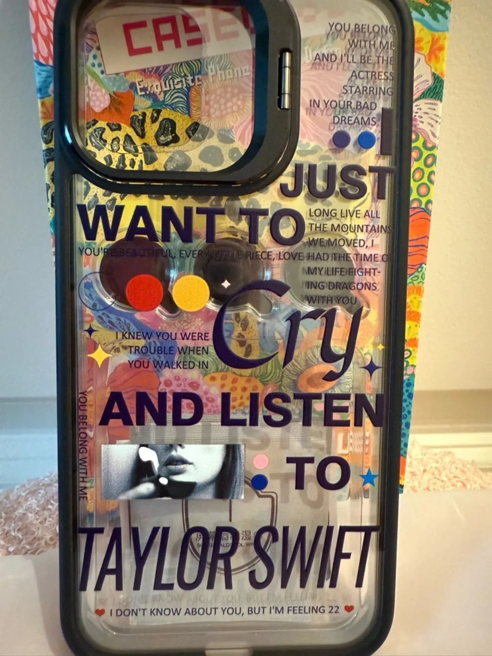 Taylor Swift Clear Graphic Phone Case - Black Trim